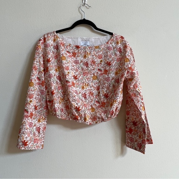 J. Crew Bell-sleeve organic cotton crop top Liberty Fabric of Life Print - Picture 3 of 4